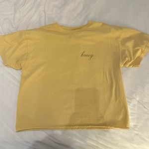 brandy Melville Tee, Honey Tee Shirt, Yellow, Cropped Top, Size : One size